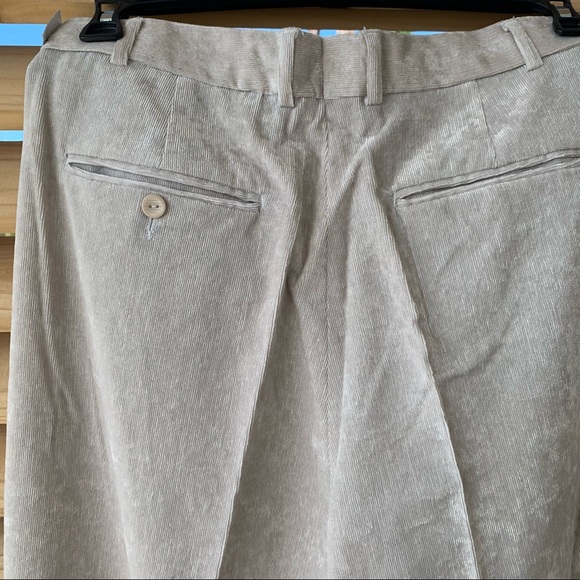 NWT Mondo Uomo Italia Shimmery Soft Pleated Fine Wale Corduroy Cuff Pants 34x34 - Picture 5 of 11